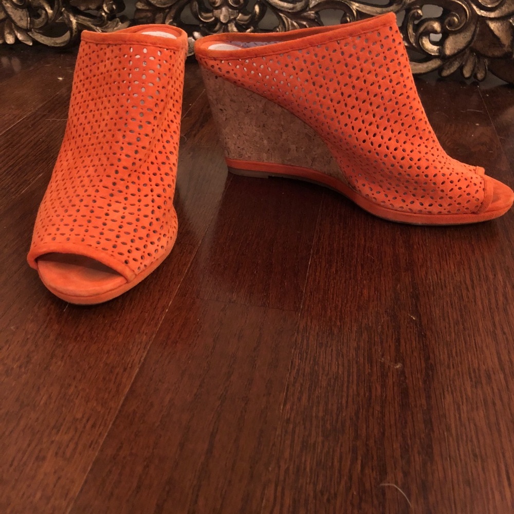 Johnston & Murphy Orange Perfed Cork Wedges